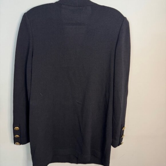 St. John Basics Santana Long Black Button Cardigan Sweater Gold Buttons Medium - Picture 5 of 5